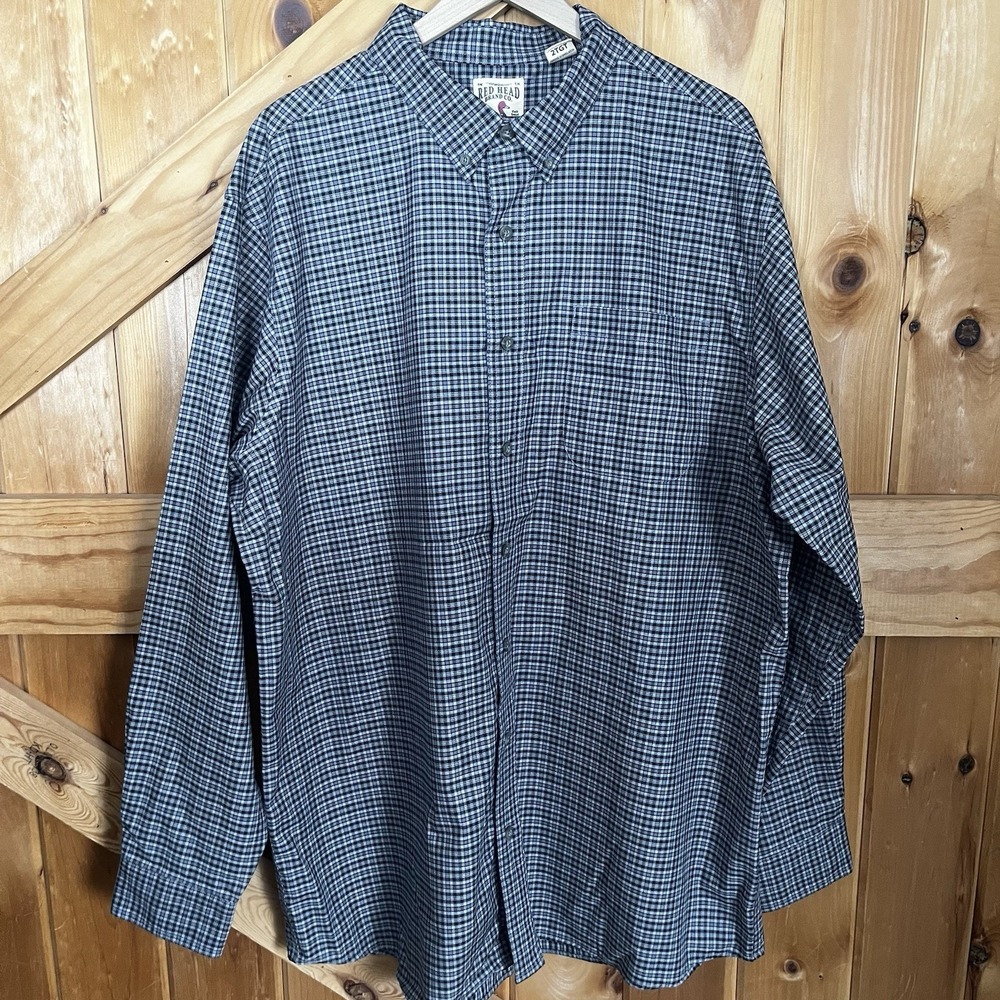 Red Head Men's 2XLT Gray Plaid Button Up Long Sleeve Shirt‎